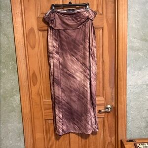 Women’s Plus Tie Dyed Maxi Skirt Fold Over Waist Brown Size 2X(18W-20W)